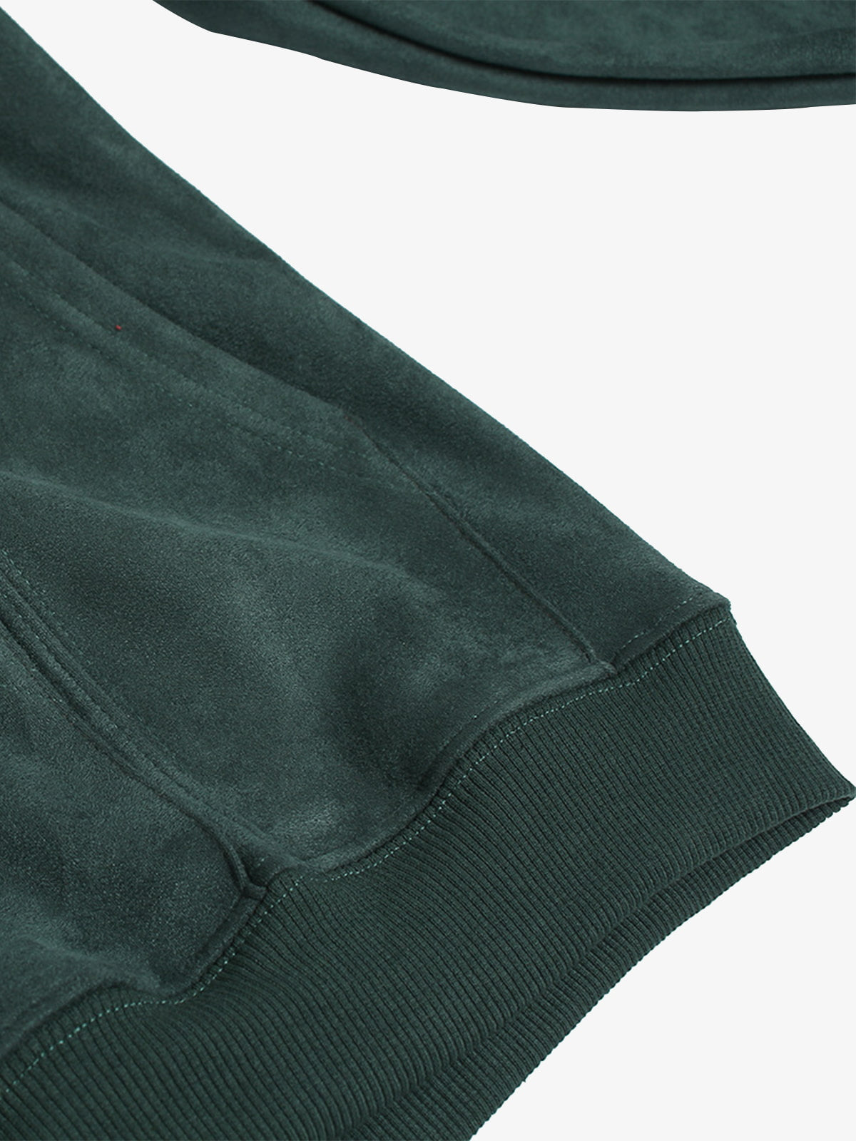 Suede Letter Embroidered Cropped Zip-Up Hoodie