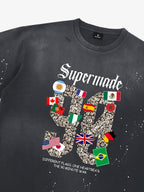 Washed 90 Flags Soccer Graphic T-Shirt