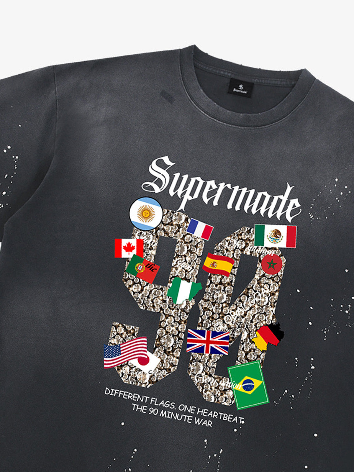 Washed 90 Flags Soccer Graphic T-Shirt