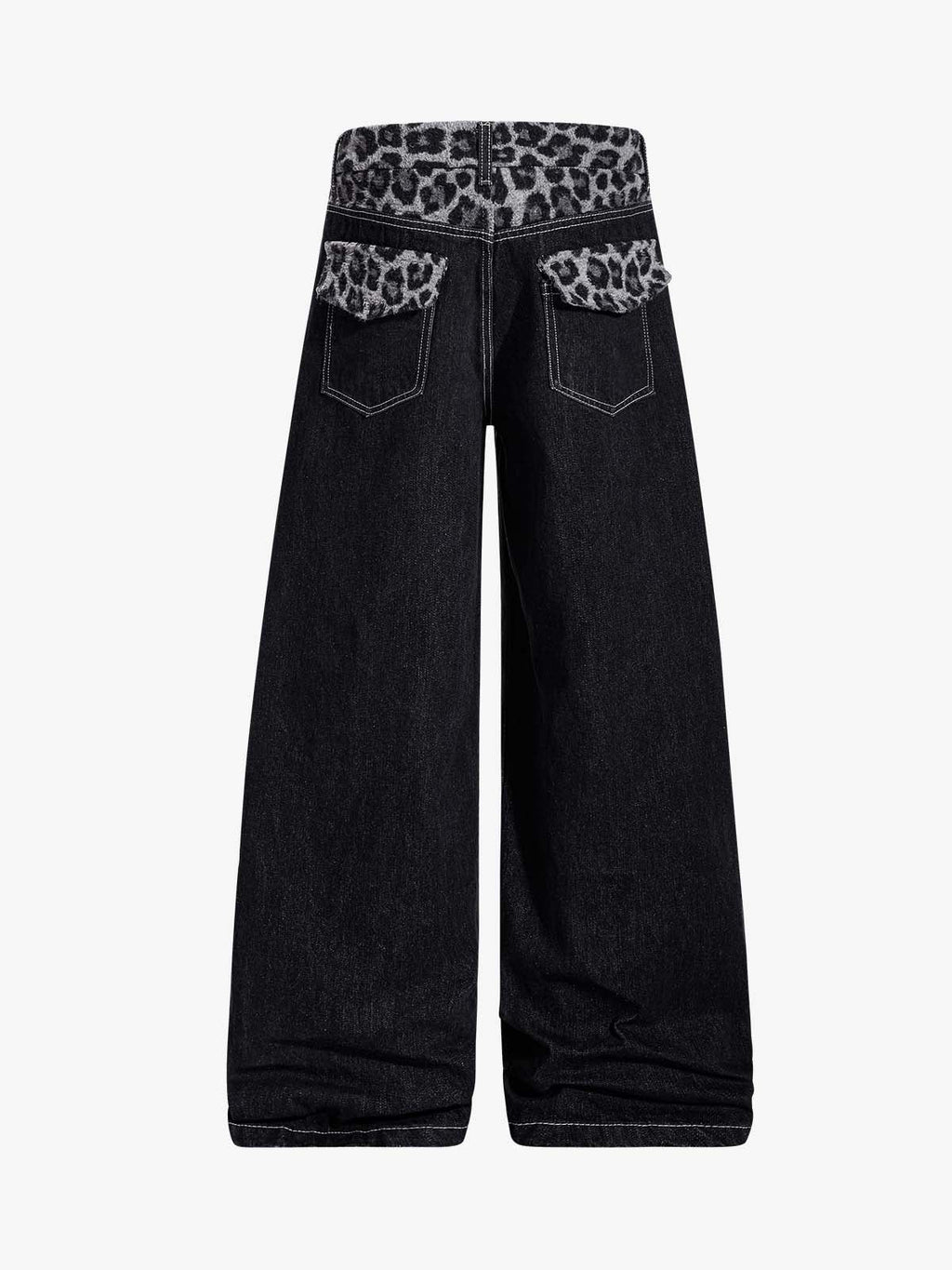 Vintage Leopard Print Waistband Patch Baggy Jeans