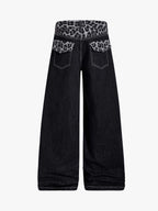 Vintage Leopard Print Waistband Patch Baggy Jeans