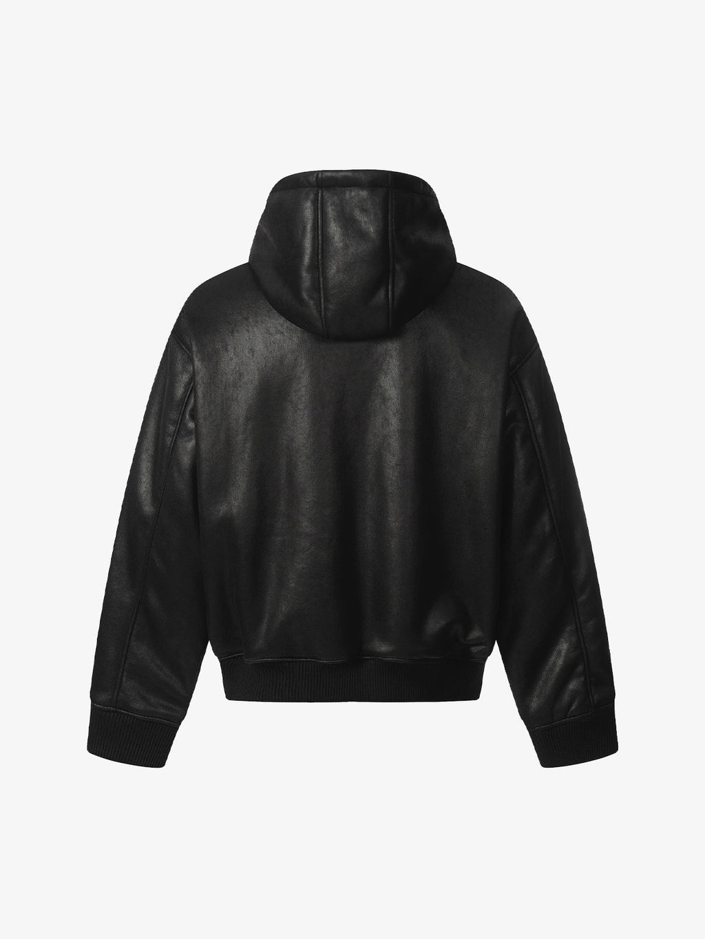 Vintage Leather Badge Fleece-lined Hooded Zip Bomber Jacket - 2547