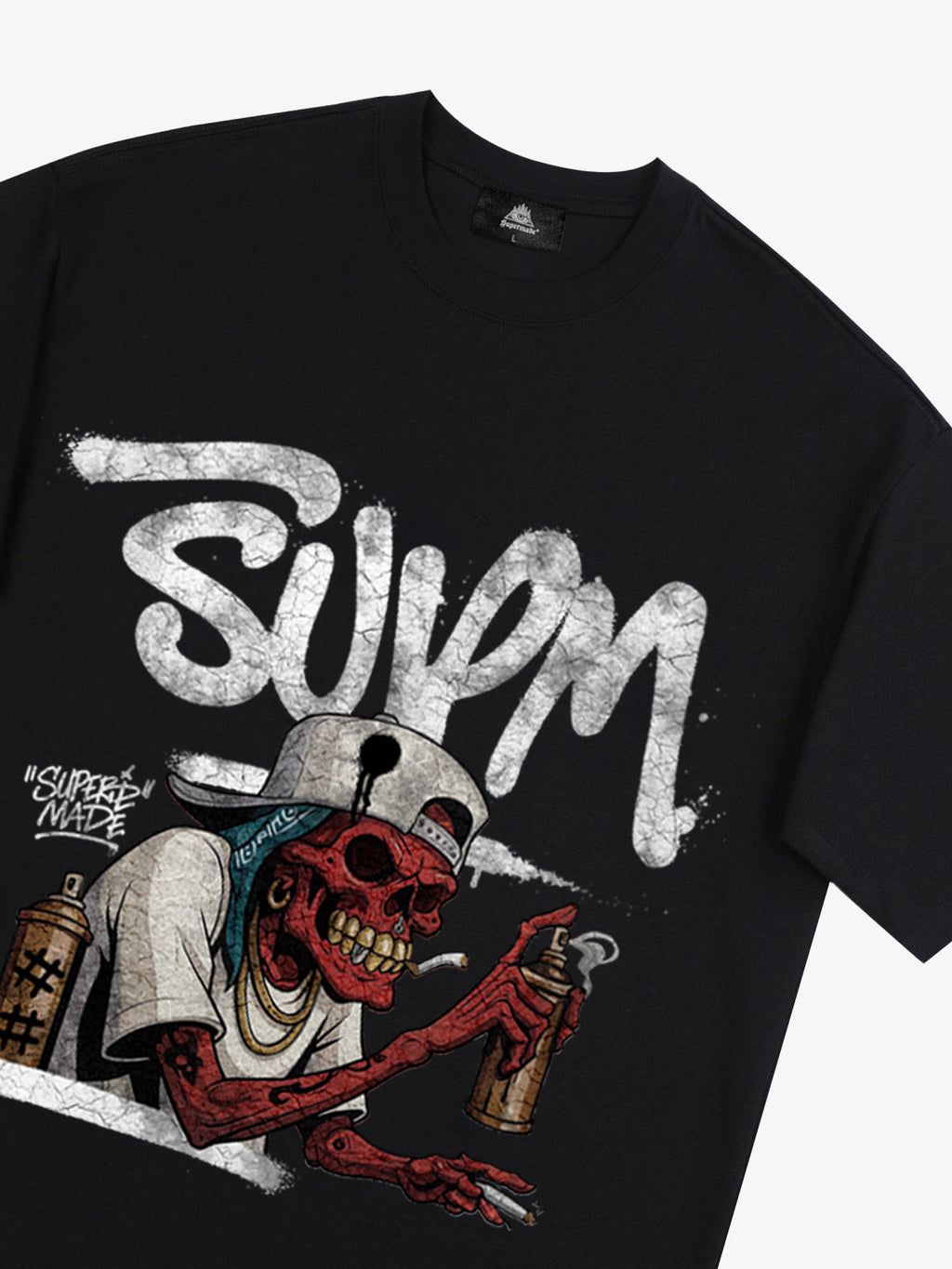 Street Trendy Skull Spray-Paint Graffiti Master T-Shirt