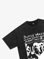 Vintage Washed Punk Graphic Print T-Shirt
