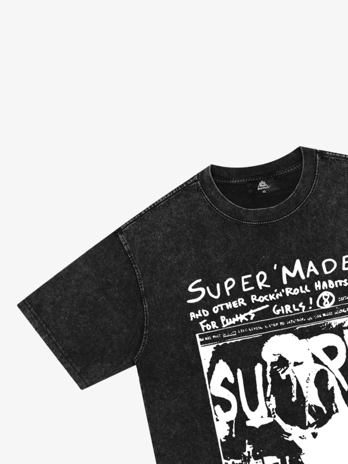 Vintage Washed Punk Graphic Print T-Shirt