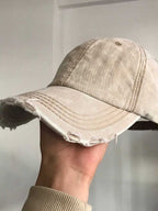 Washed Distressed Frayed Brim Baseball Cap
