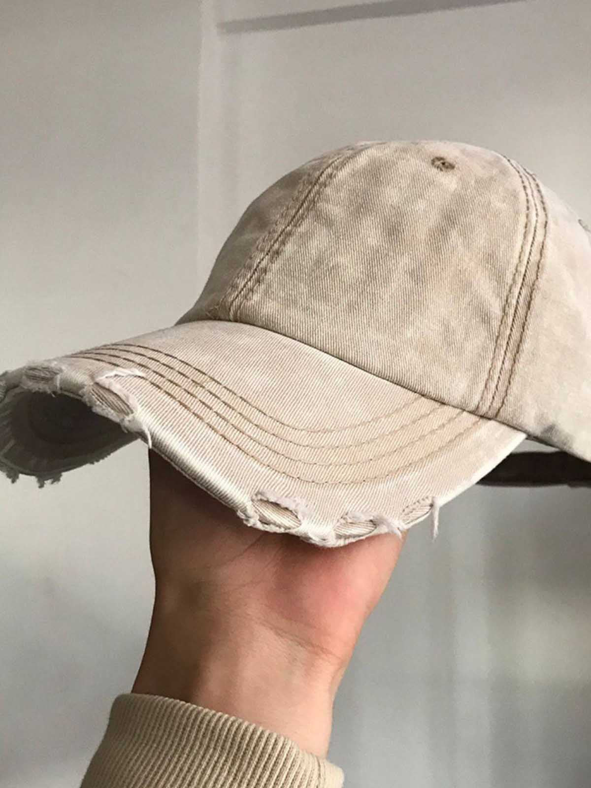 Washed Distressed Frayed Brim Baseball Cap