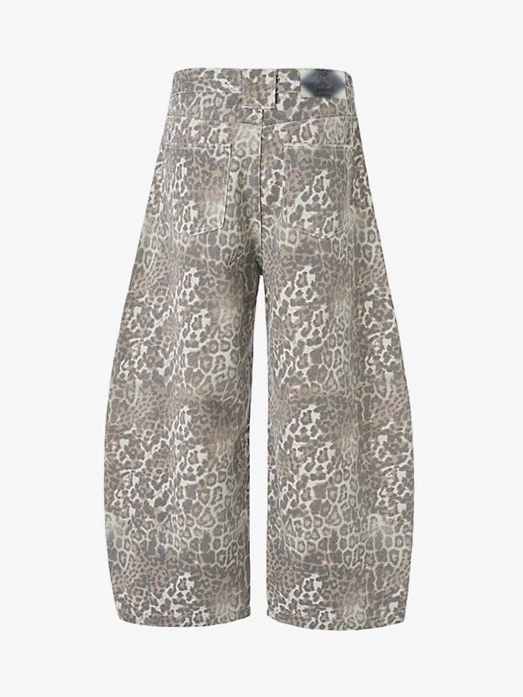 Street Leopard Camouflage Pleated Barrel Jeans