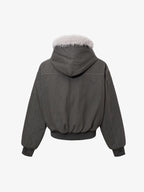 Faux Fur Hooded Padded Bomber Jacket
