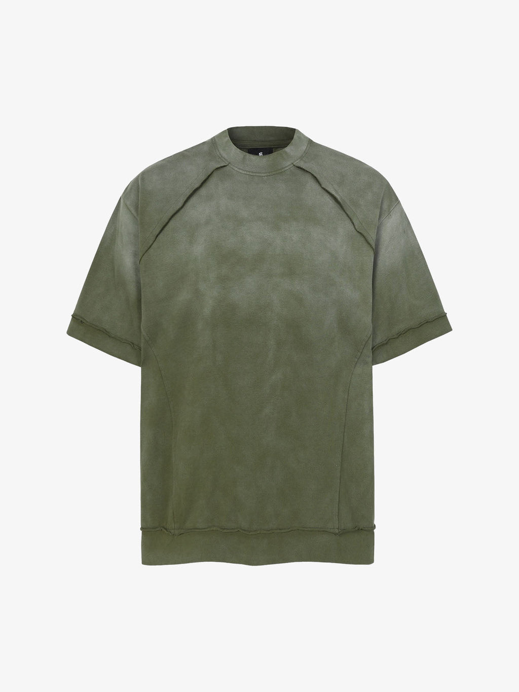 Spray Washed Raw Edge Raglan Knit T-Shirt