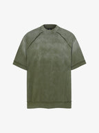 Spray Washed Raw Edge Raglan Knit T-Shirt