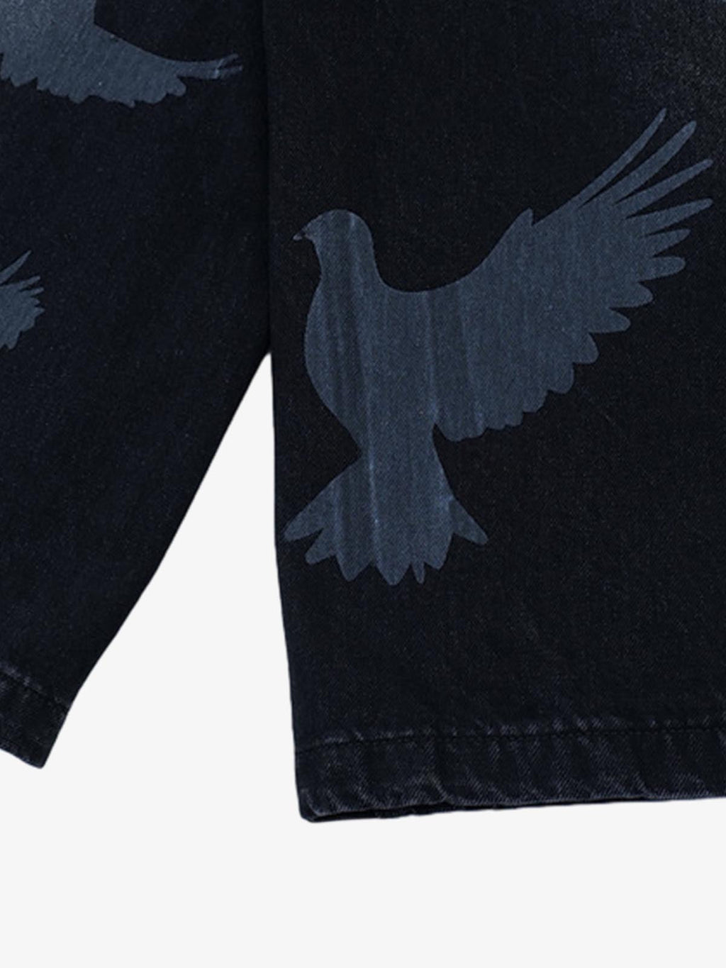 Distressed Dove-Print Denim Jort