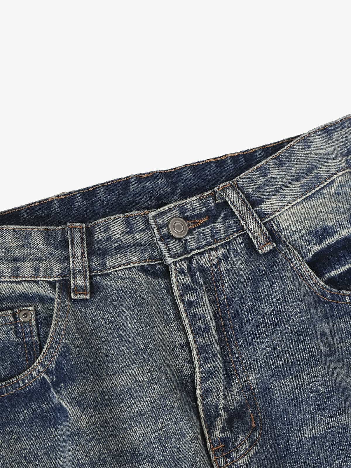 Retro Washed Faded Flared Jeans