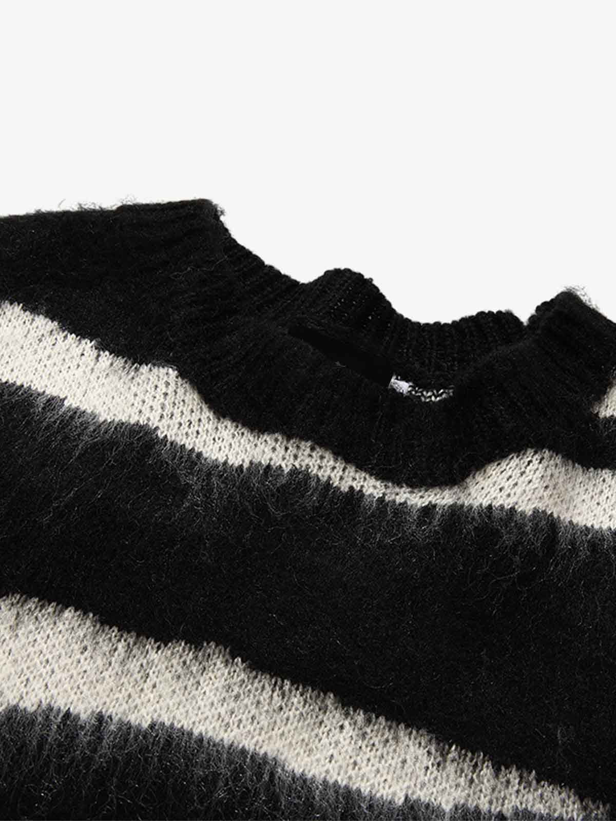 Retro Brushed Abstract Zebra-Style Pattern Sweater