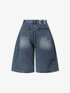 Washed Denim Wide Leg Jorts