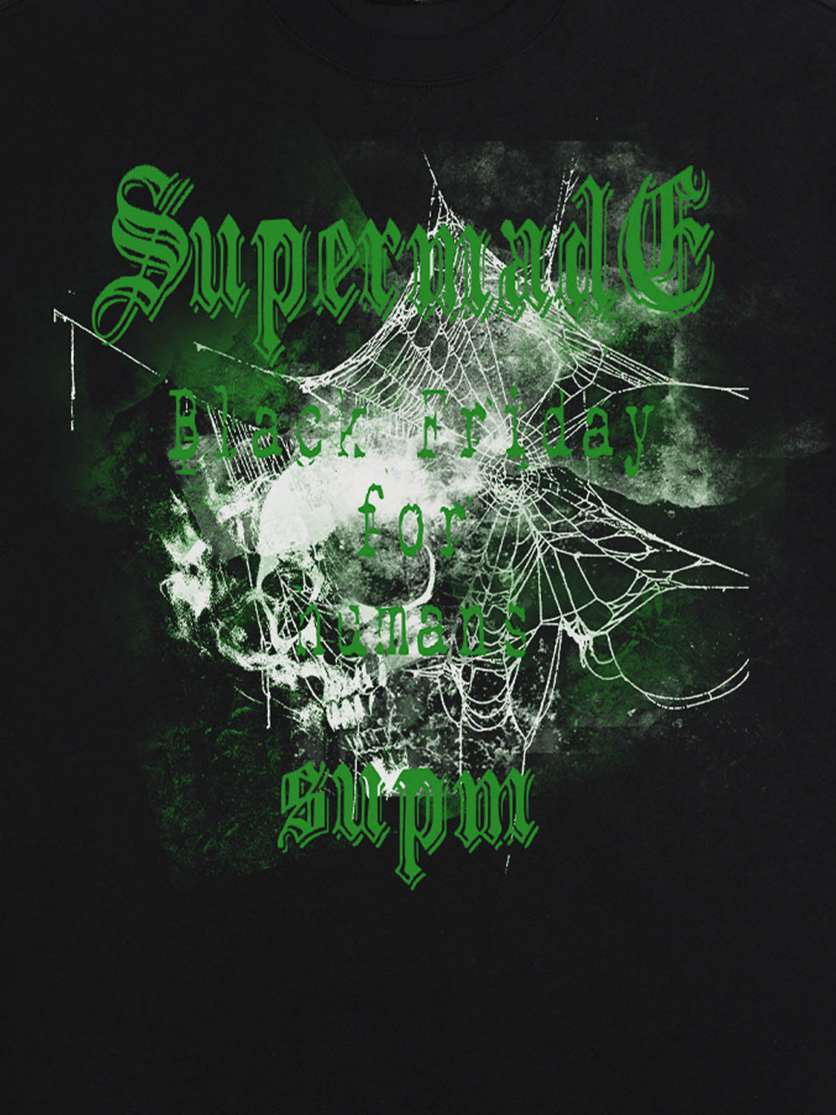 Gothic Skull Spiderweb Graphic T-Shirt