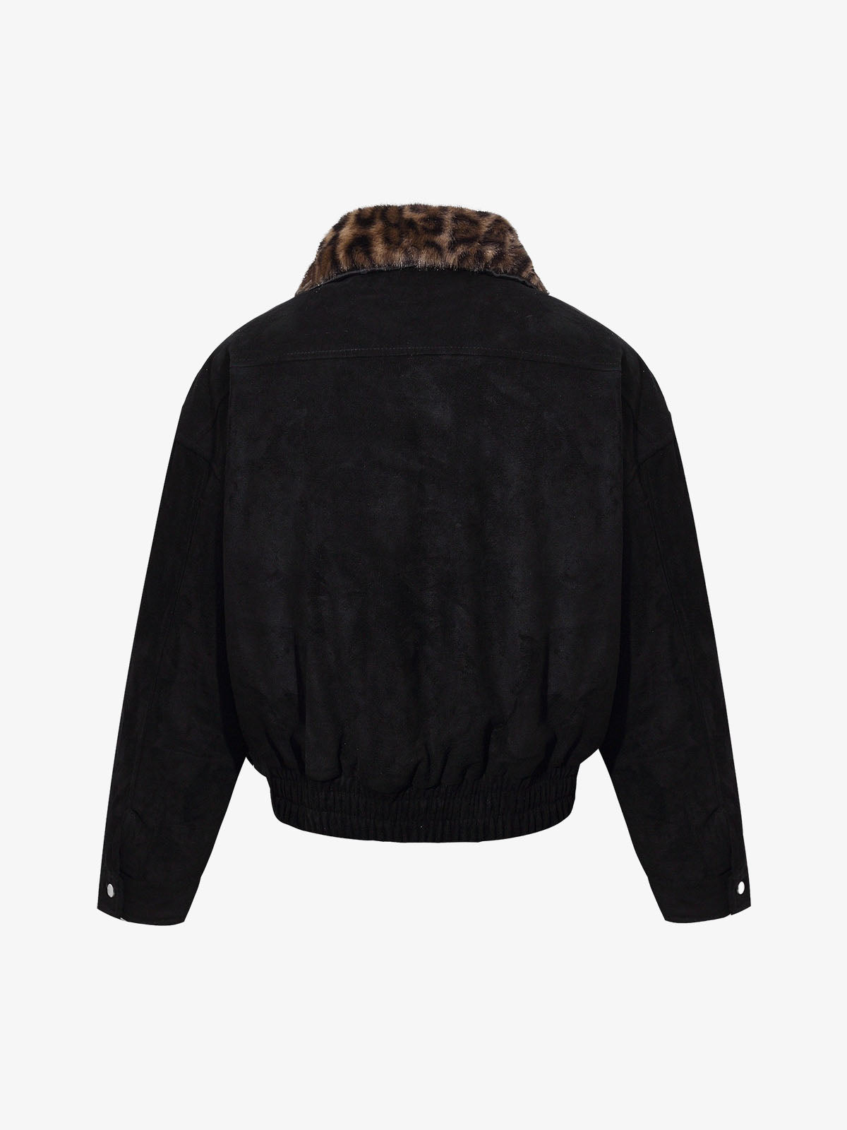 Retro Leopard Fur Collar Padded Bomber Jacket