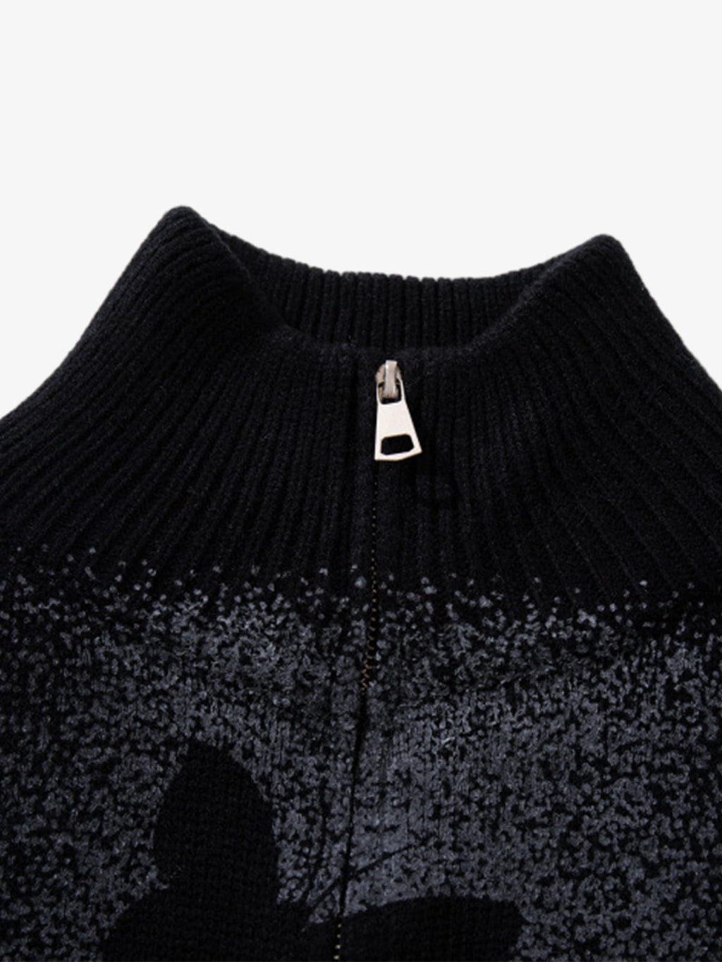 Street Dark Phantom Butterfly Stand-Collar Knit Cardigan Sweater