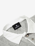 Retro Contrast Collar Embroidery Knit Sweater