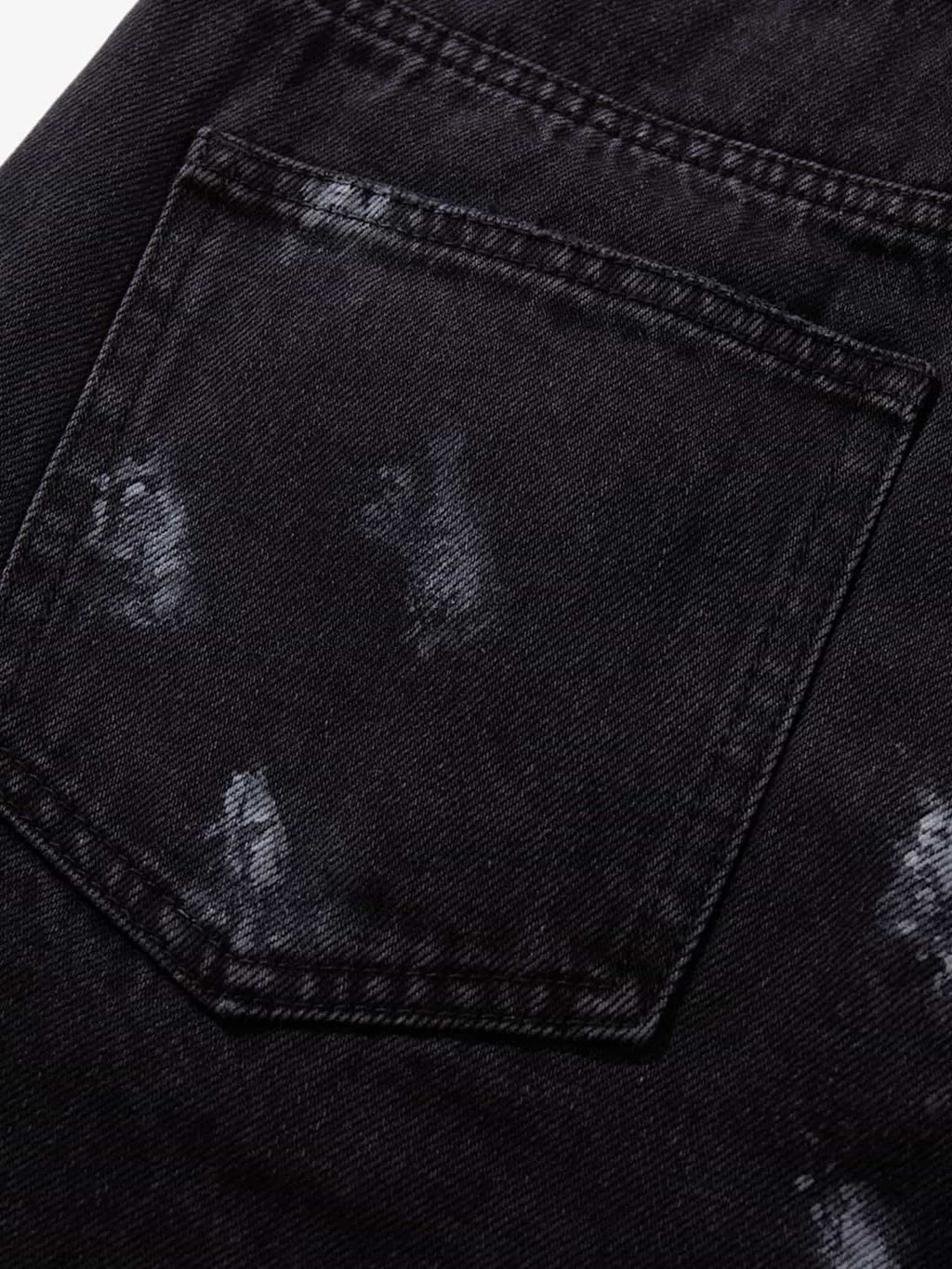 Retro Rhinestone Graffiti Washed Straight Jeans