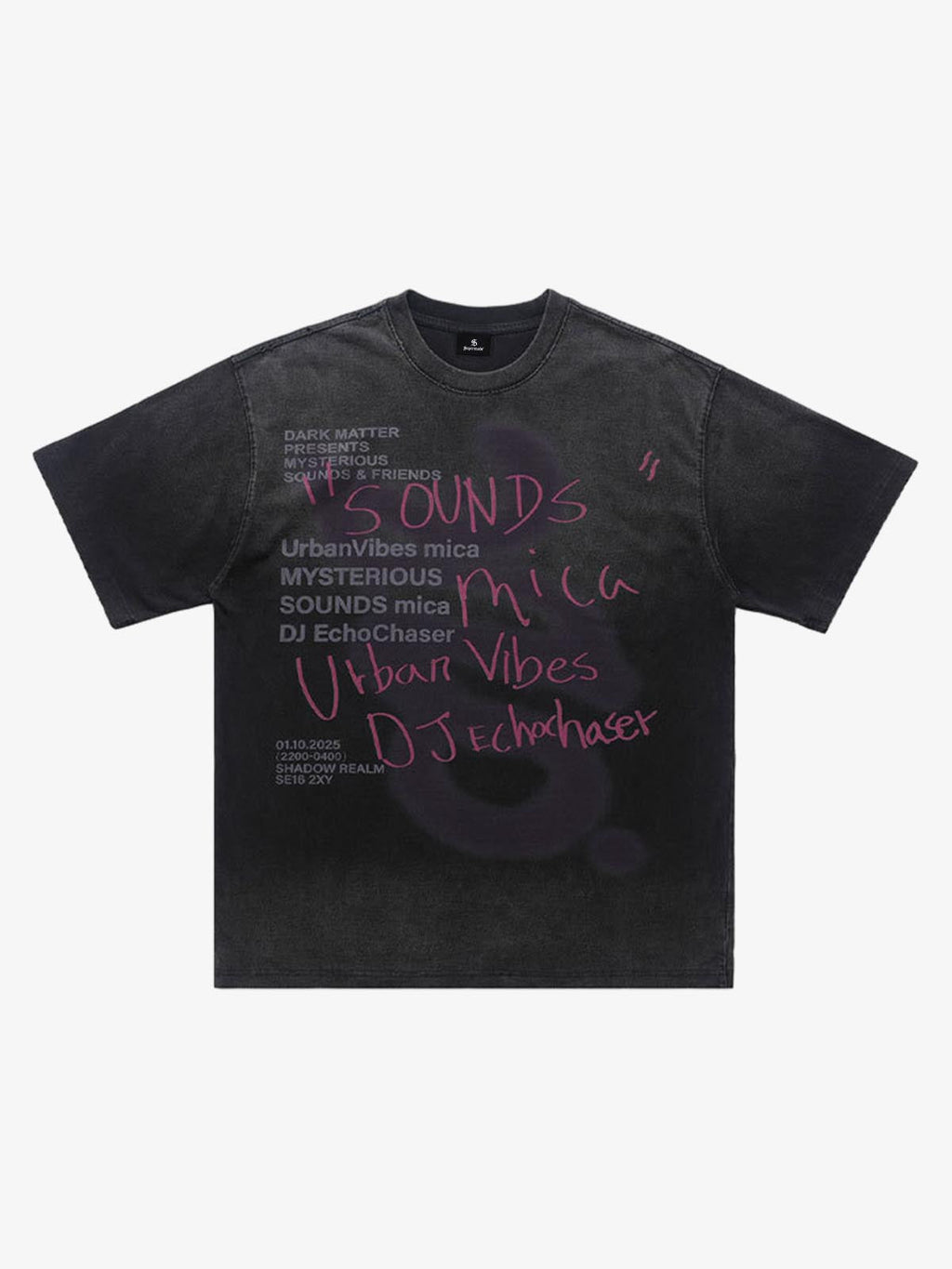 Washed Graffiti Text Print Spray Effect T-Shirt - 2614
