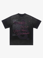 Washed Graffiti Text Print Spray Effect T-Shirt - 2614