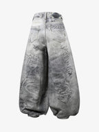 Hand Drawn Scribble Print Baggy Jeans