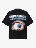 Waffle Knit Eye Graphic Letter Print T-Shirt