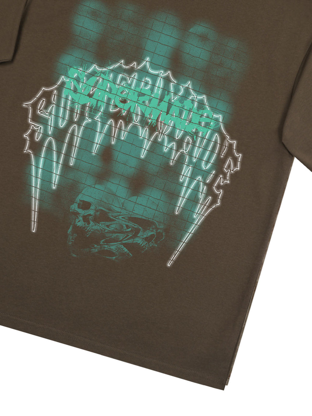 Dark Grid Skull Graphic T-Shirt