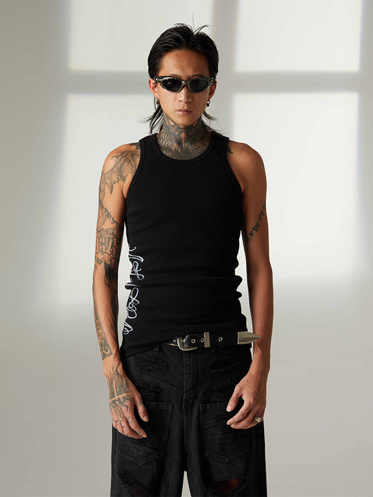 Street Ribbed Slim Fit Printed Vest