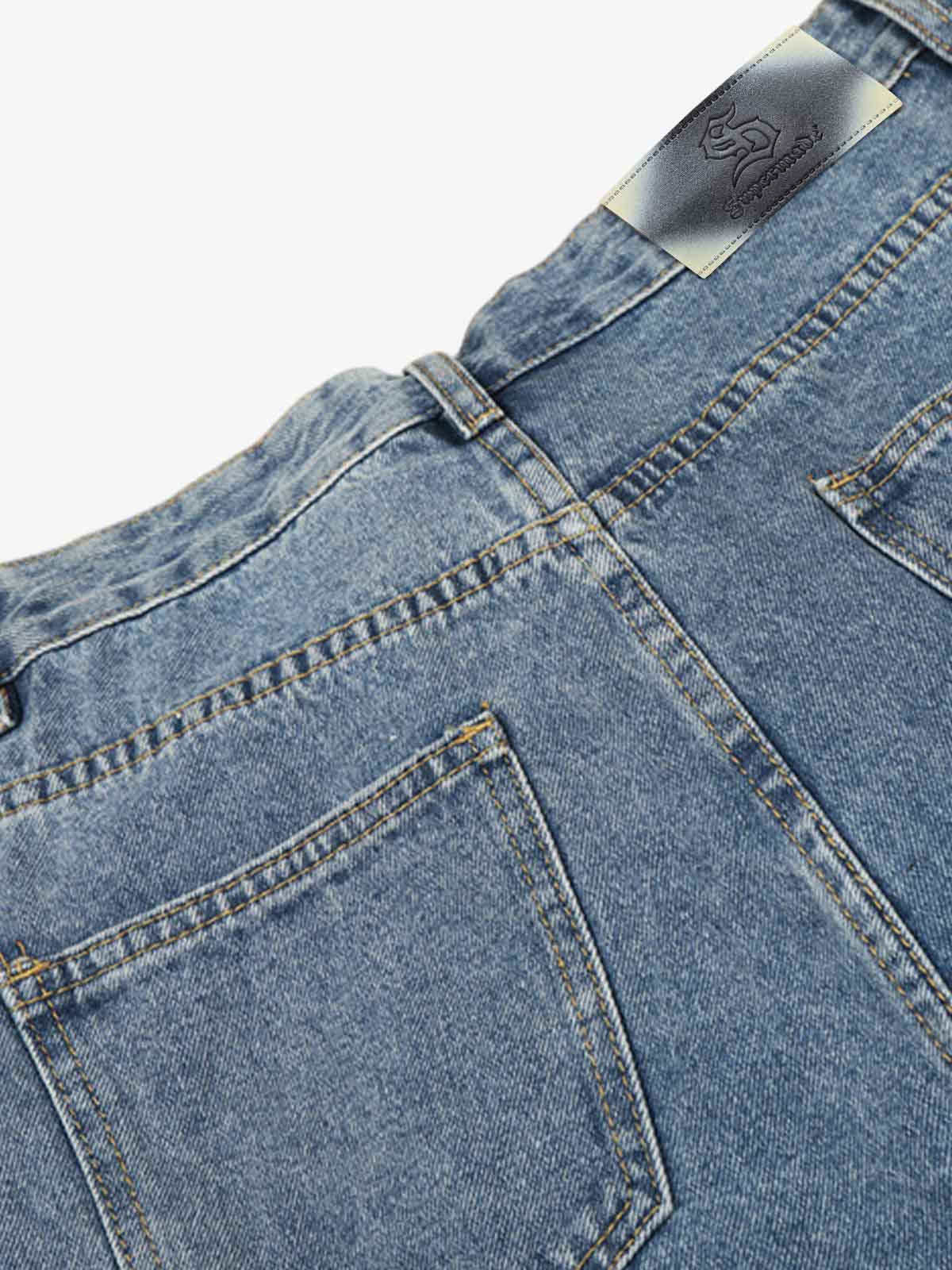 Asymmetric Layered Waist Wide Leg Denim Jeans
