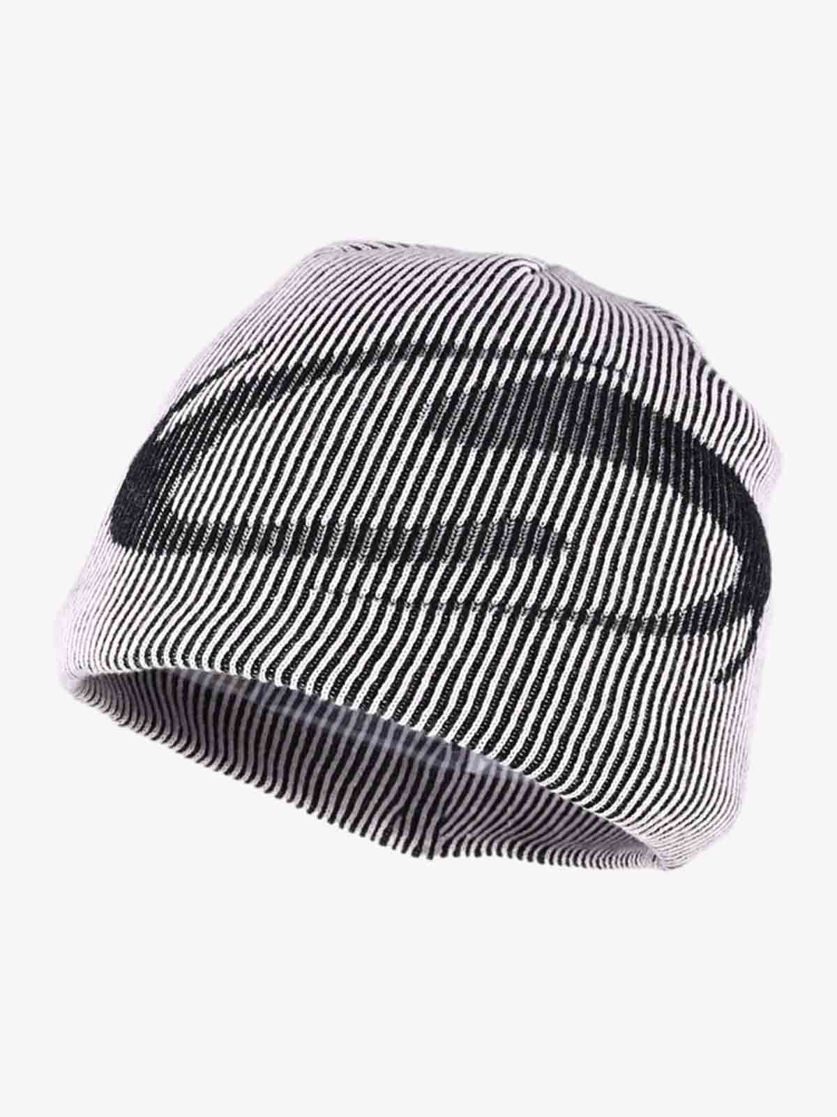 Retro High-Street Striped Graphic Knit Beanie
