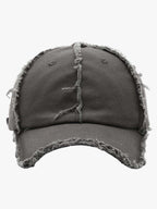 Vintage Frayed Panel Cotton Baseball Cap