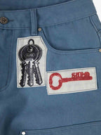 precipice Multi-Element Appliqué Patchwork Denim Suit - 2593