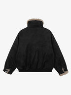 Vintage Suede Faux Fur Lined Aviator Bomber Jacket