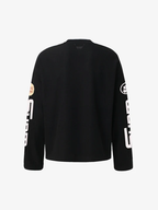 Textured Waffle SUPM Letter Graphic Long Sleeve T-Shirt - 2600
