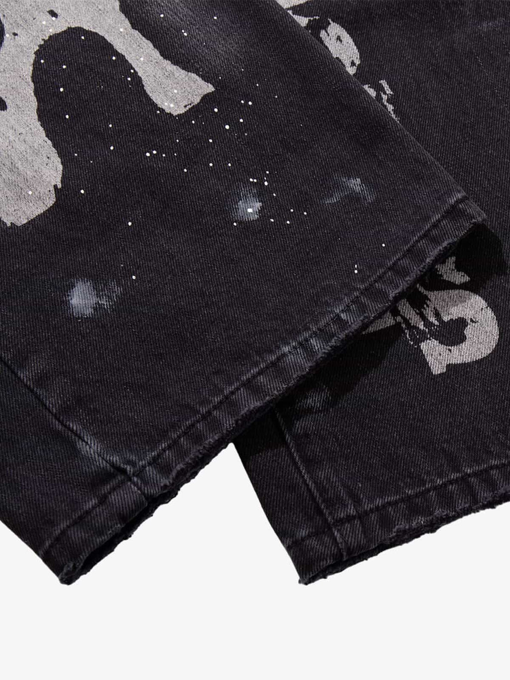 Retro Rhinestone Graffiti Washed Straight Jeans