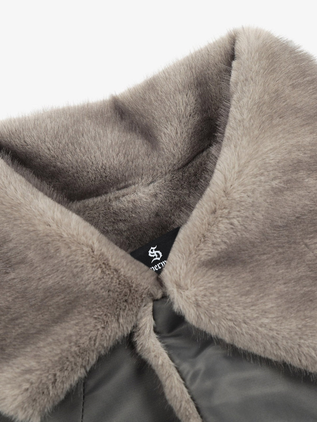 Deconstructed Patchwork Fur Collar Bomber Jacket