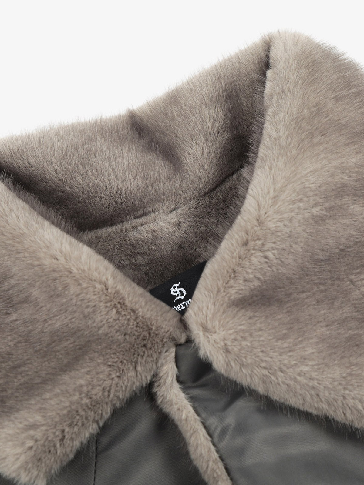 Deconstructed Patchwork Fur Collar Bomber Jacket