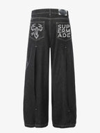 Pleated precipice Graphic Print Wide Leg Pants