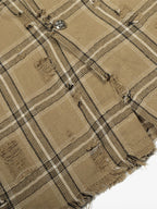 Distressed Raw Edge Plaid Shirt