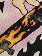 Waffle Knit Skate Wizard Flame Graphic T-Shirt