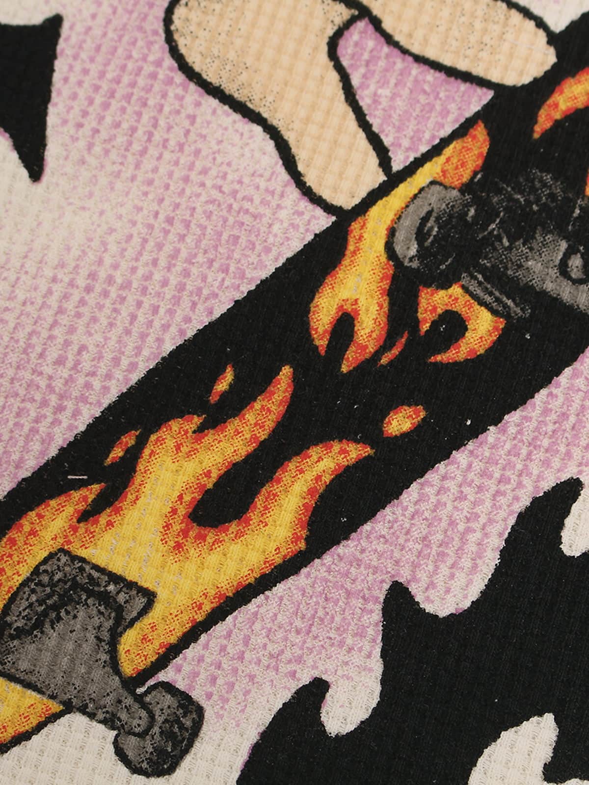 Waffle Knit Skate Wizard Flame Graphic T-Shirt