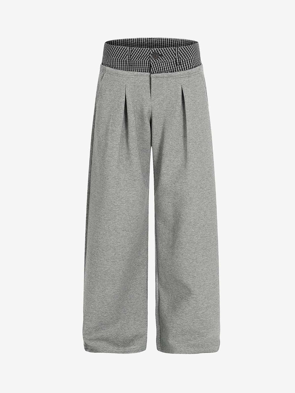 Contrast Waistband Pleated Wide Leg Pants
