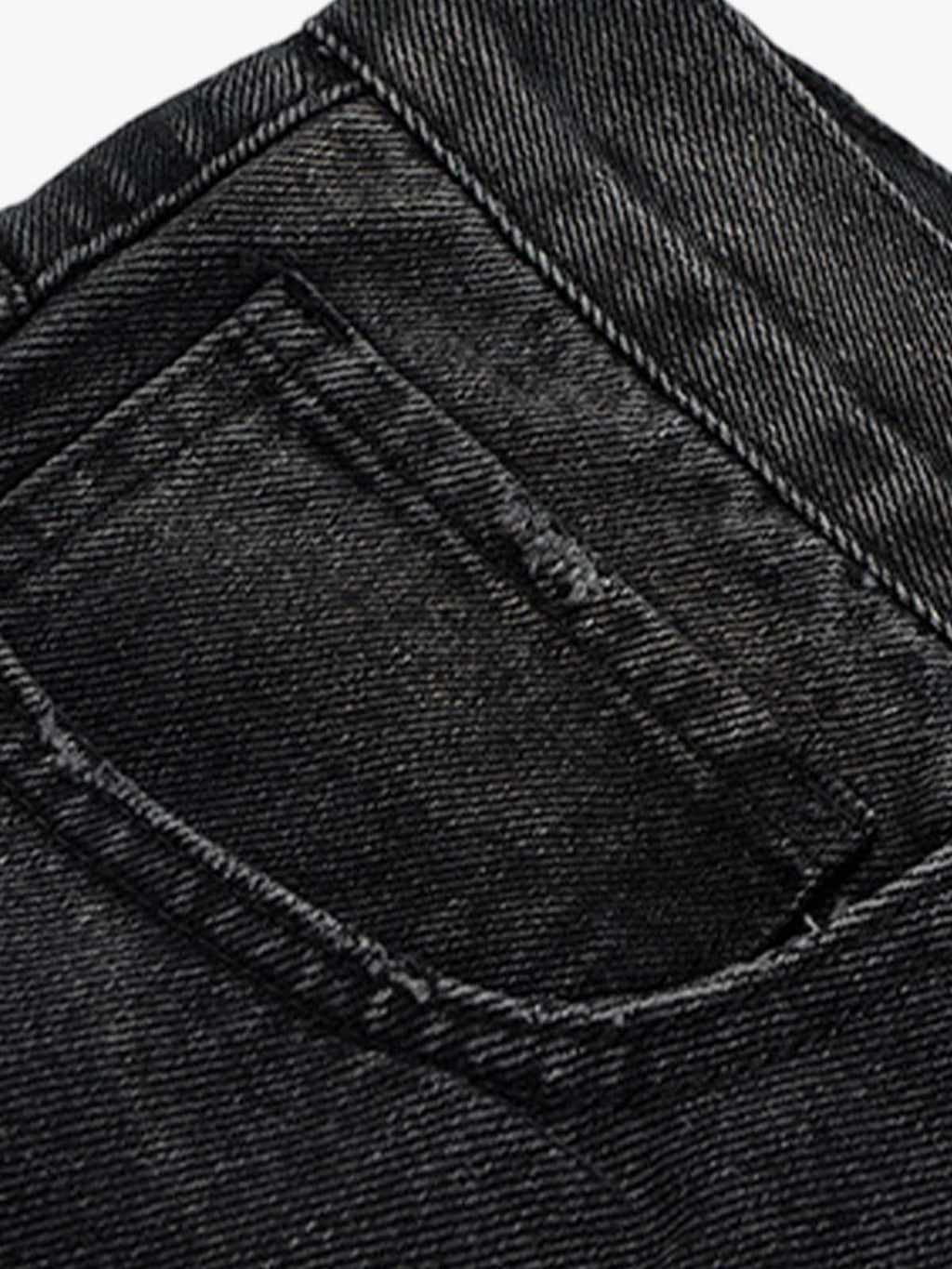 Distressed Drawstring Knee-Length Washed Baggy Jeans