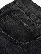 Distressed Drawstring Knee-Length Washed Baggy Jeans