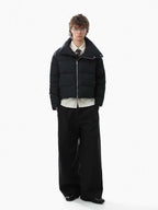 Vintage Asymmetric Zip High-Neck Puffer Jacket