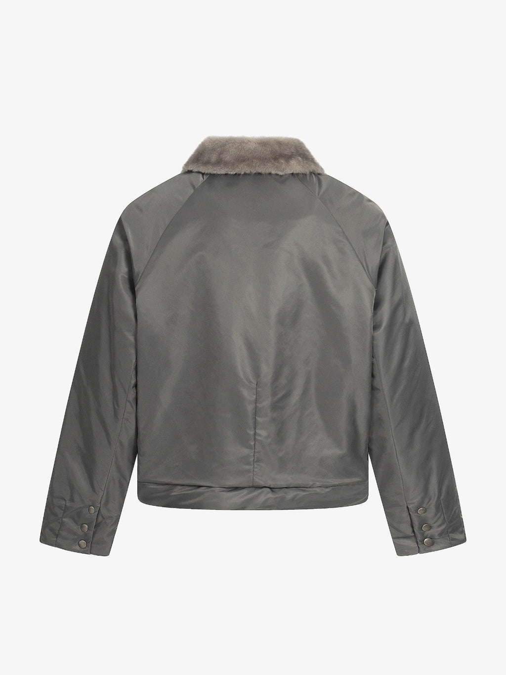 Deconstructed Patchwork Fur Collar Bomber Jacket
