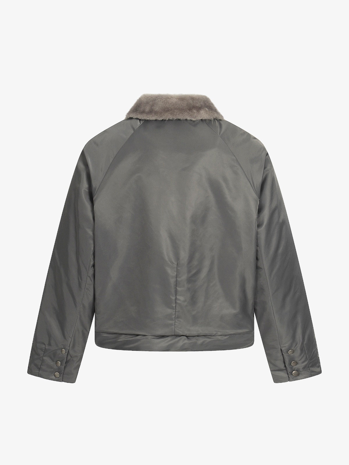 Deconstructed Patchwork Fur Collar Bomber Jacket