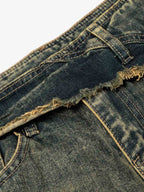 Layered Waist Tie Detail Vintage Wash Jeans